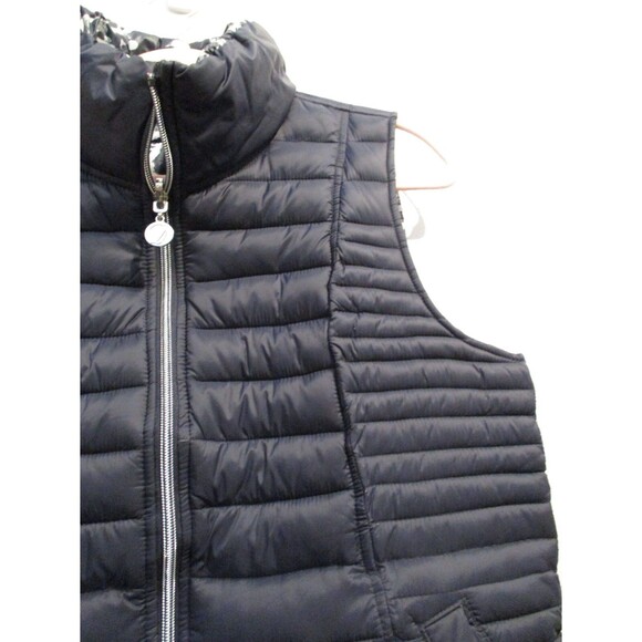 Nautica Womens Reversible Puffer Vest Sz L Navy Blue Zip Front Medium Weight - Picture 5 of 8